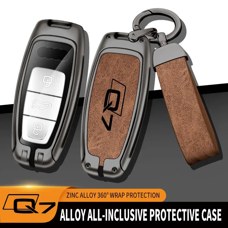 Zinc alloy car key grip case for Audi Q7 4m 4l 2016 2021 2022 remote control protector car key fob car accessories