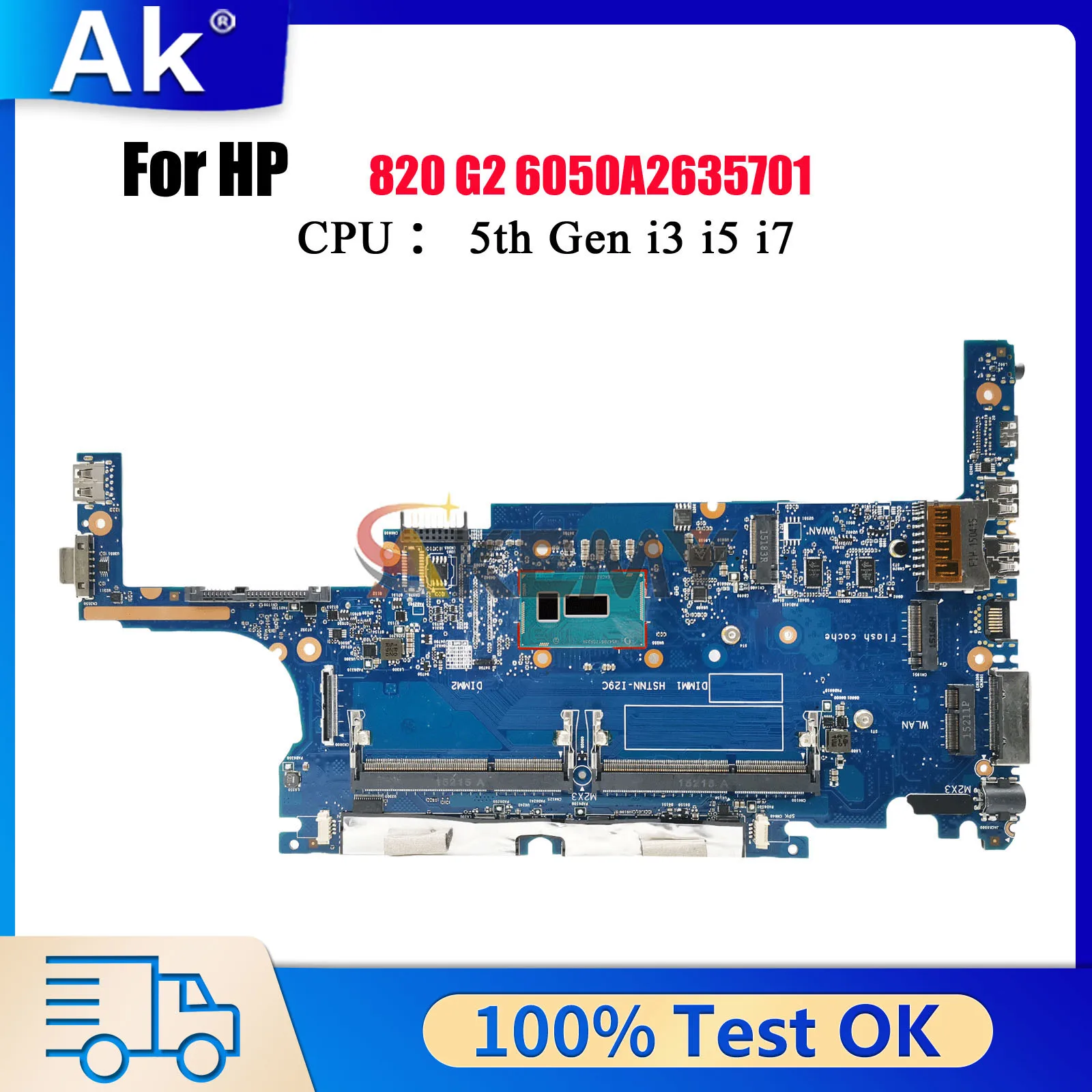 

6050A2635701 для ноутбука HP EliteBook 820 G2, материнская плата 781854-001 781858-601 с процессором i5 i7 DDR3, 100% полностью протестирована