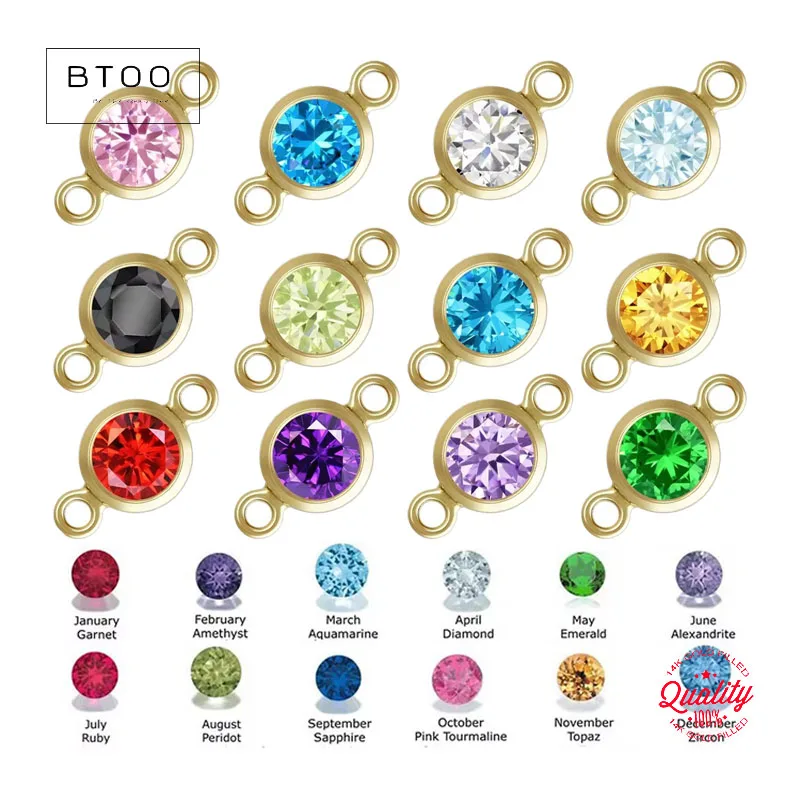 

14-каратное золото, заполненное 4 мм камень, подвесные соединители с цирконом ААА для ювелирных изделий своими руками — идеально подходят для ожерелья и браслета