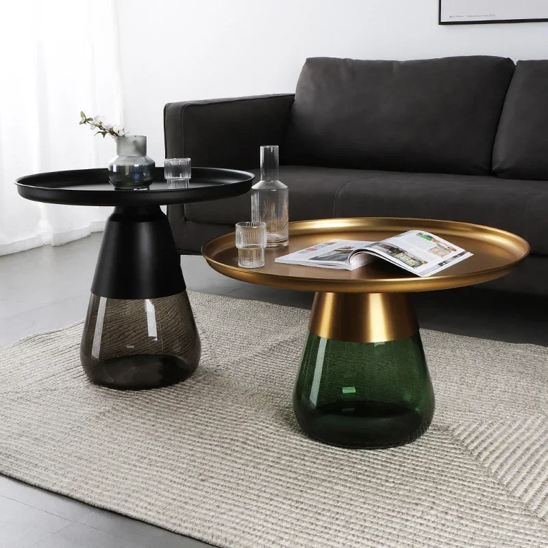 Nordic Metal Coffee Table for Living Room Light Luxury Living Room Furniture Round Simple and Creative Transparent Ins Tea Table