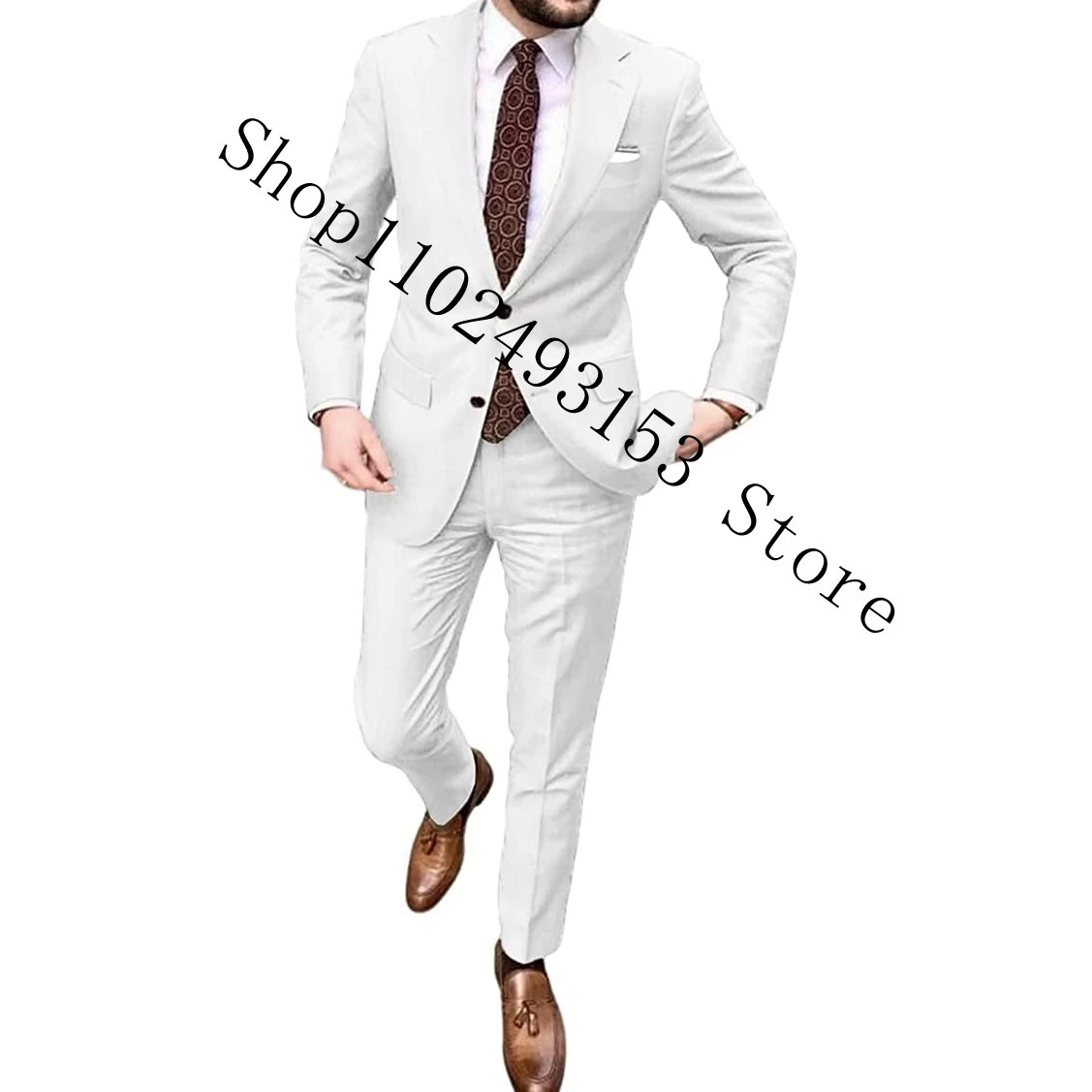 2023 Bruin Mannen Suits Slim Fit 2 Stuks Notched Revers Business Formele Smoking Professionele Grooms Trouwjurk Pak Kostuum Homme