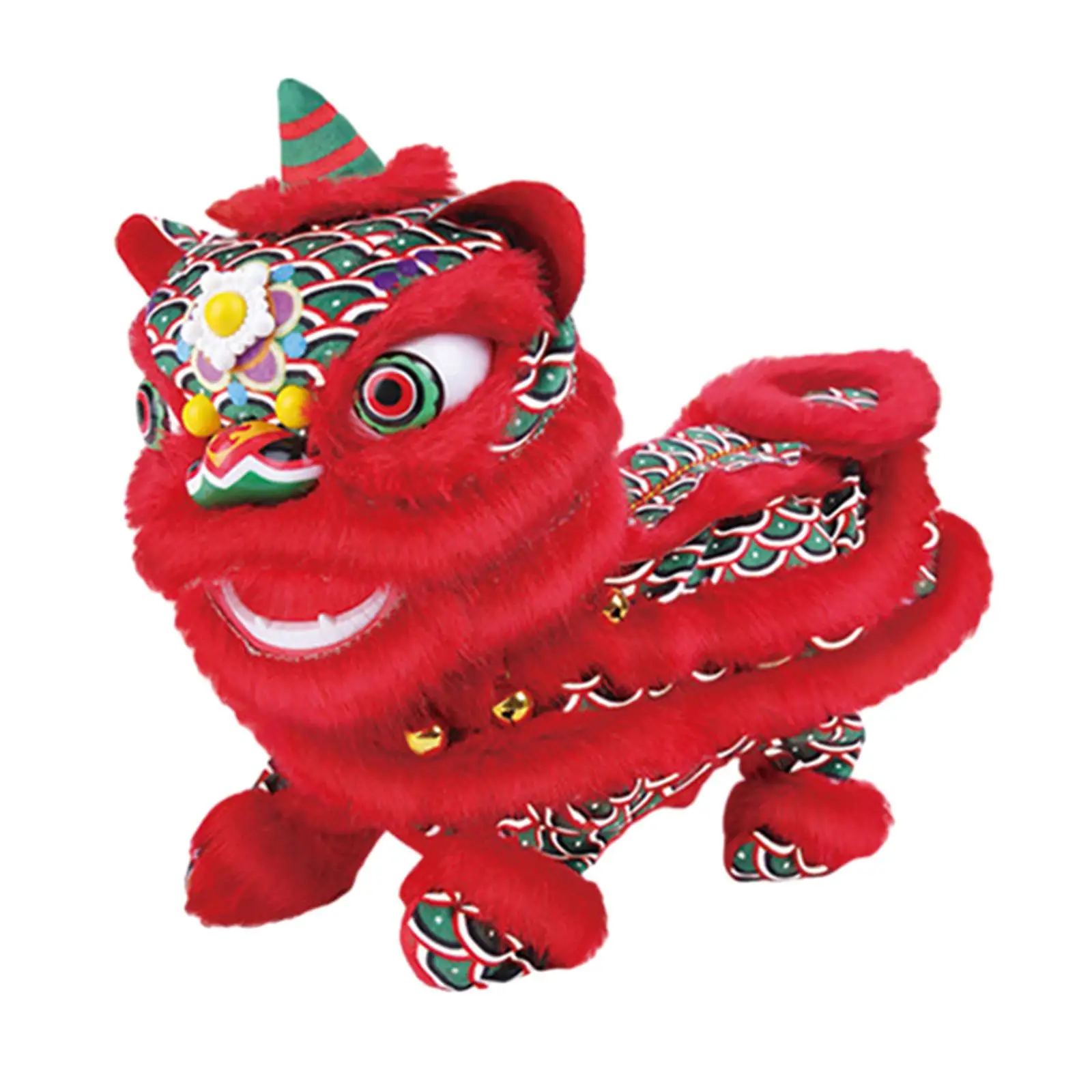 ตุ๊กตาสิงโตไฟฟ้าของเล่นสิงโตแดงปีใหม่จีนสำหรับเด็กหญิงเด็กชายของขวัญวันหยุด