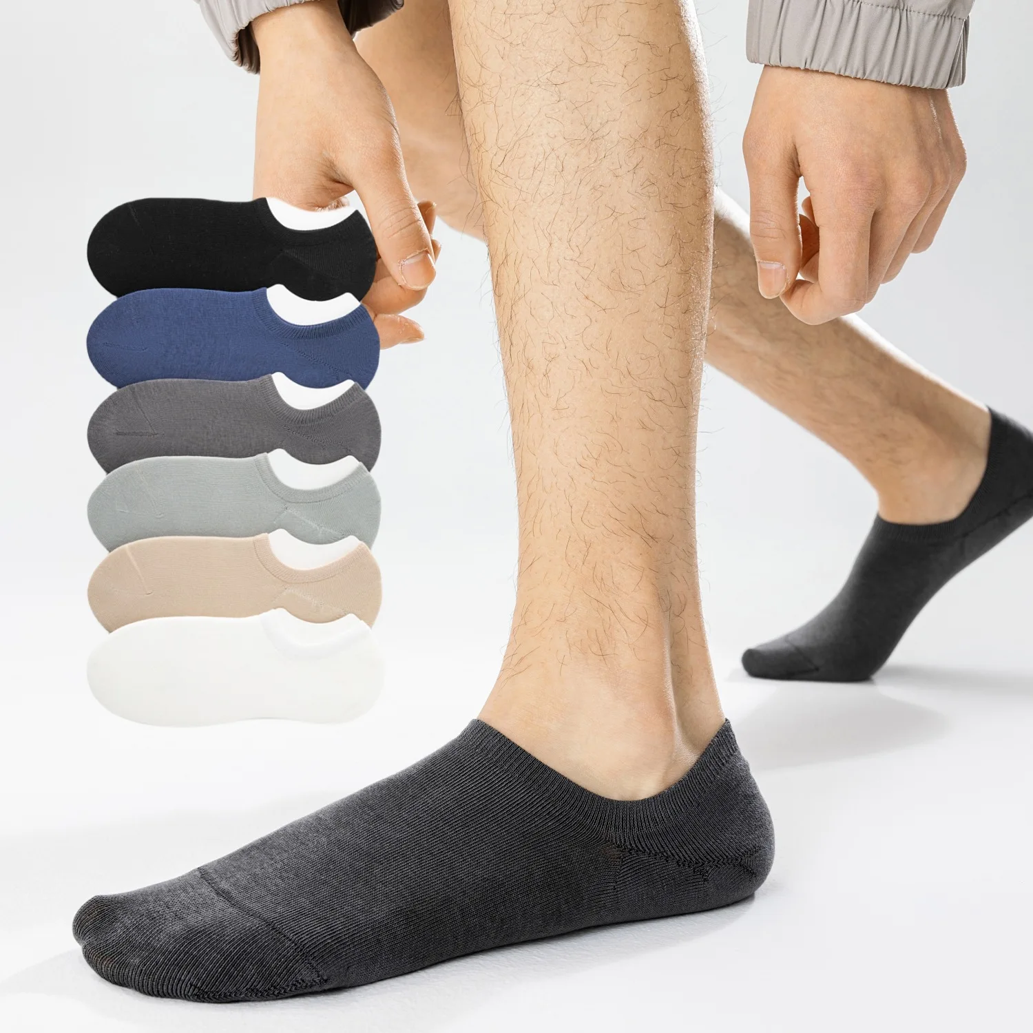 

3pairs Men's Cotton Invisible Low Cut Socks Summer Breathable Crew Socks Sports Running Antiskid Sweat-absorbing Ankle Socks