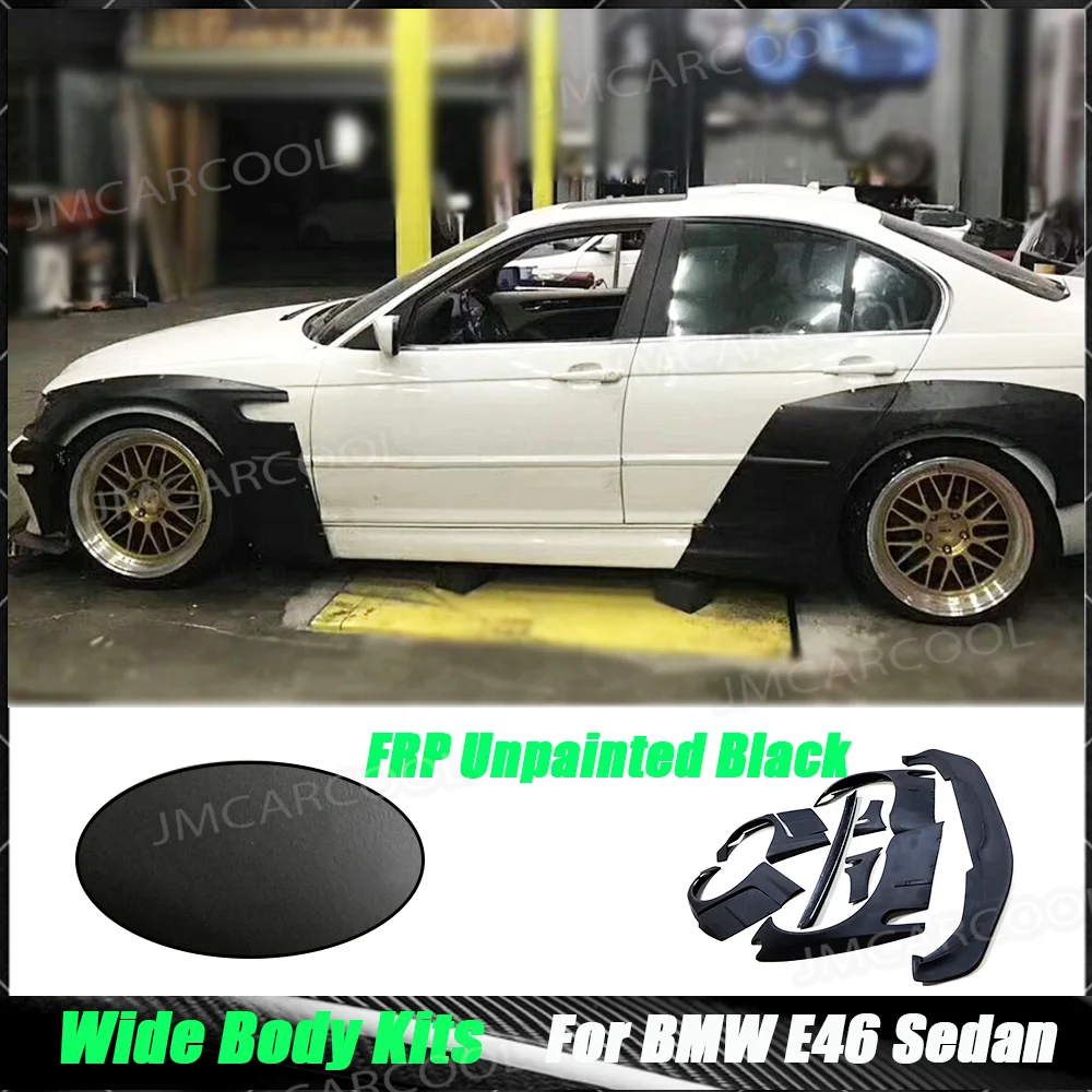 Auto Widebody-Kit Tür FRP Karosserie-Kits Abdeckung Frontlippe Hinterer Kotflügel Kofferraumspoiler für BMW E46 Limousine