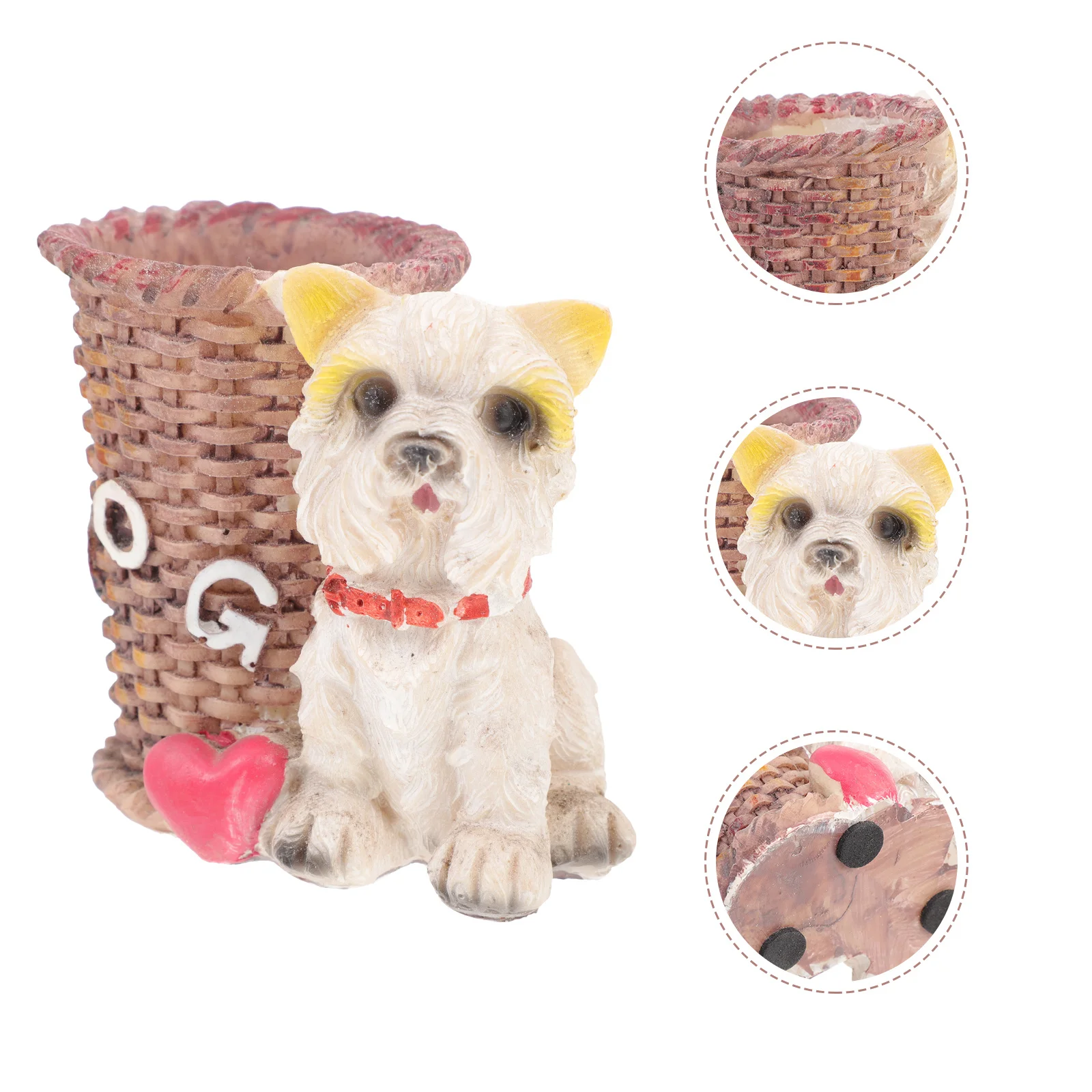 

Dog Shaped Pen Holder Resin Desktop Organizer Unique Creative Storage for Pens Pencils Brush Pens Decorative Pot