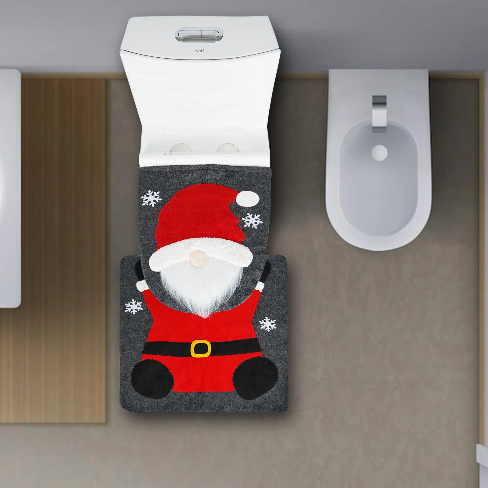 

Christmas Toilet Cover Christmas Snowman Faceless Old Man Toilet Seat Floor Mat Decoration Two-piece Set Christmas Village