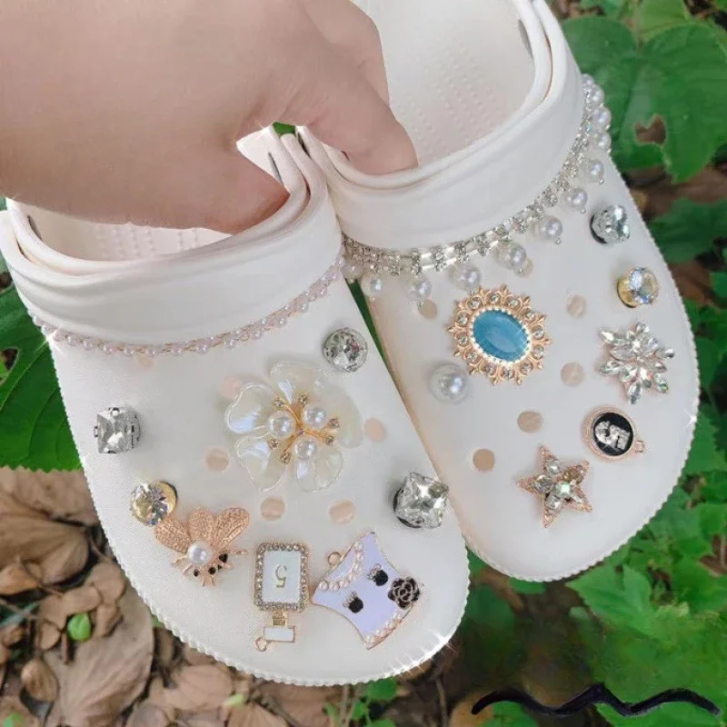 Ensemble de breloques de chaussures transparentes pour enfants, épingles de bricolage, ours, diamant, perle, décoration, trou, accessoires, cadeau pour filles