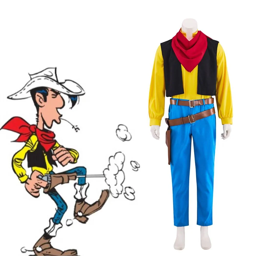 

Lucky Luke Cosplay Costume Men Cowboy Fantasy Fancy Suit Full Set Halloween Carnival Outfits
