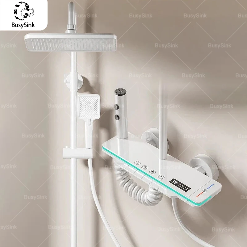 

Интеллектуальная душевая система с цифровым дисплеем для туалета, набор эффектов окружающего освещения, бытовые клавиши для фортепиано, душевой набор под давлением