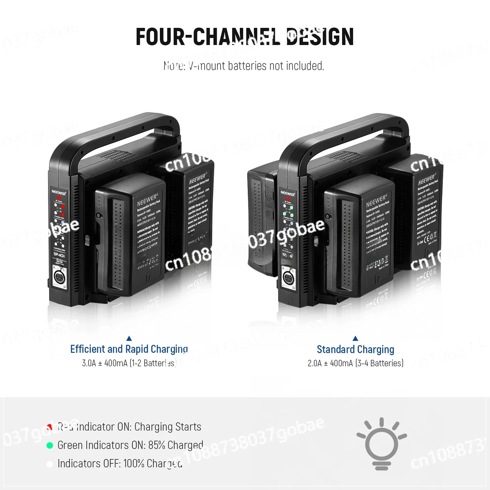 Circuit Protection System for NEEWER BP-4CH 4-Channel V-Mount V-Lock Battery Charger with 16.5V DC XLR Power Supply Output,