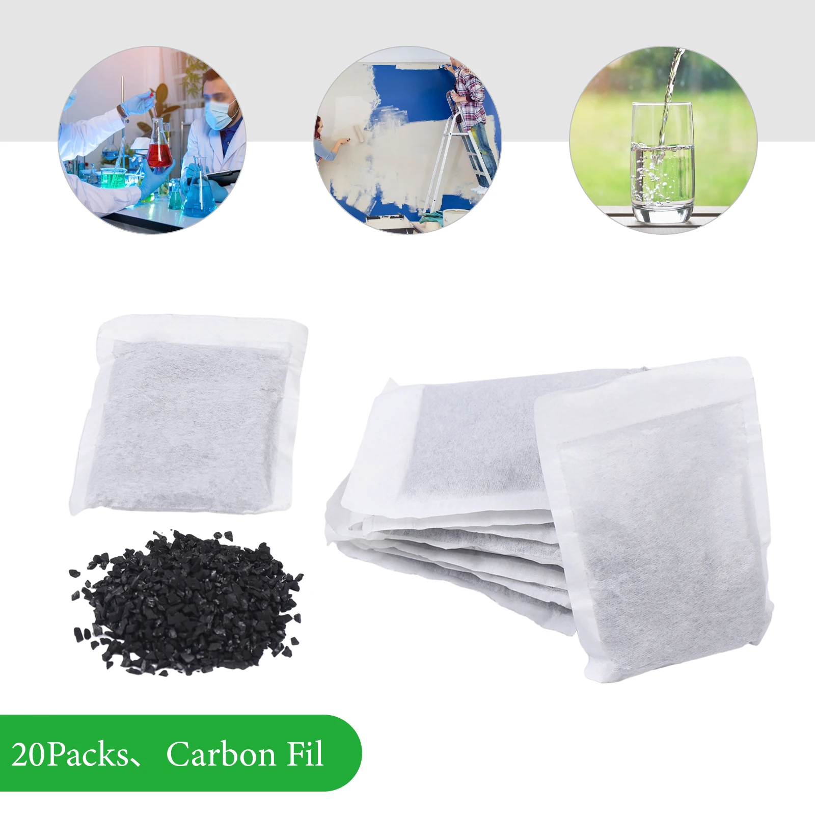 20* Activated Carbon Charcoal Filters Packs For Water Distiller Purify Water Remove Compound