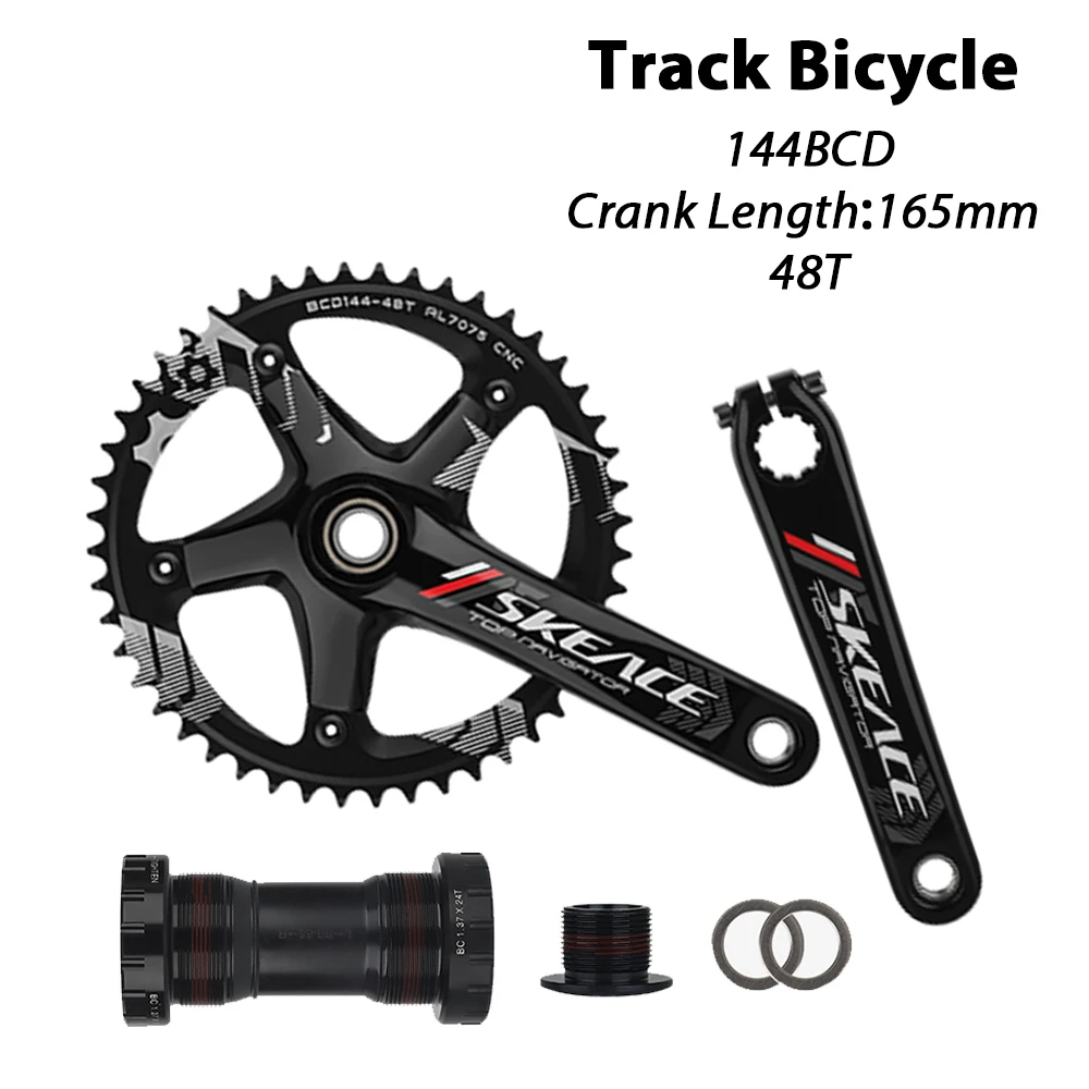 

SKEVCE Crankset 48T 165mm 144BCD Aluminum Alloy Fix Gear Cranks Fixed-Gear Single Speed Bikes Track Bicycle Accessories