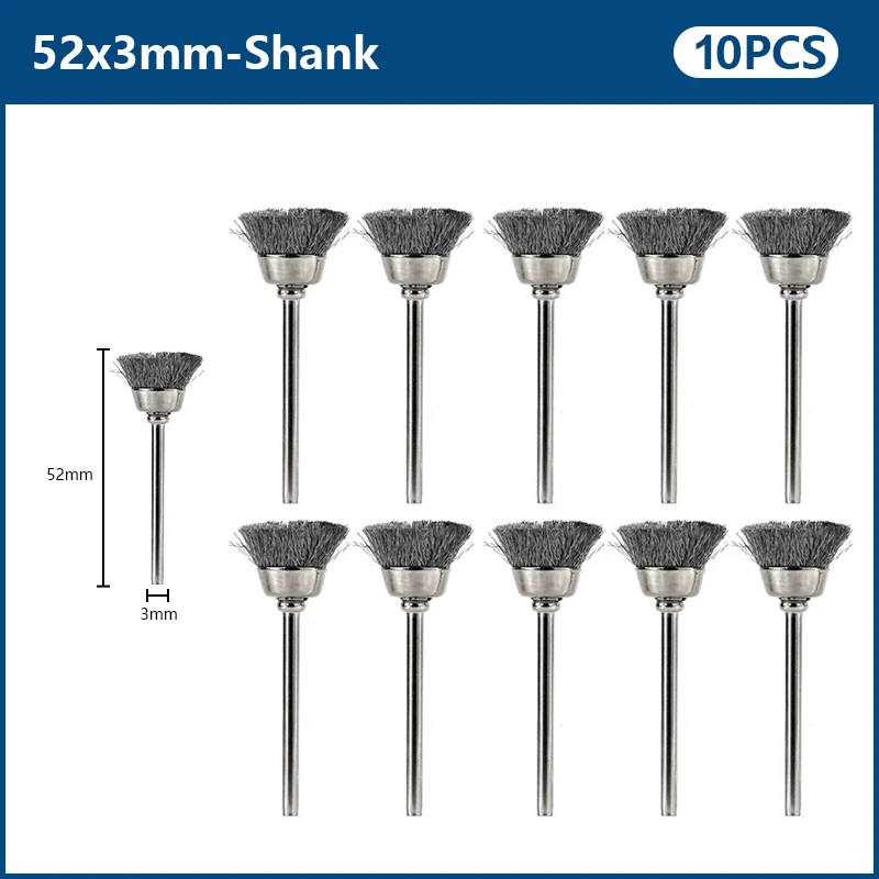 CMCP 10/20 Stück Stahlseilbürsten-Set Polierbürsten für Dremel Rotationswerkzeug-Zubehör Metallpolierwerkzeug – Detail 3
