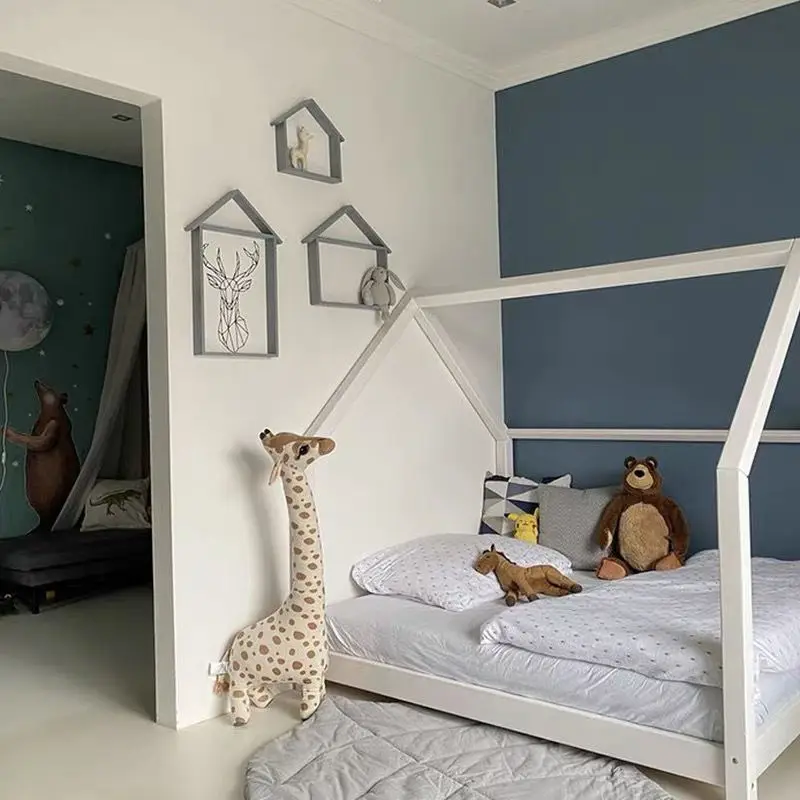 سرير أطفال من الخشب الصلب، سرير الأميرة للفتيات مع أرضية درابزين، توسيع الربط للأطفال الرضع #5