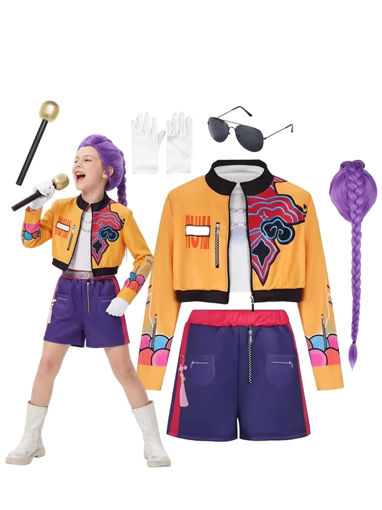 Neues Halloween-Kostüm für Mädchen, Cosplay-Sängerin, Showkostüm, Jacke, Weste, Hose, 3-teiliges Set, modisches Outfit für Geburtstagsfeiern und Rollenspiele