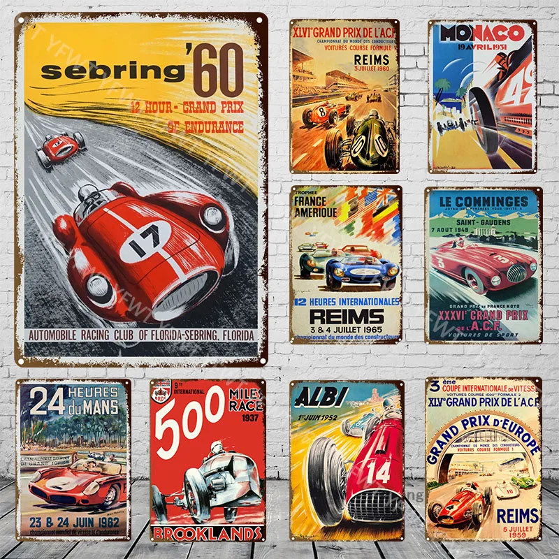 

Retro Racing Sports Car Decoration House Metal Sign Board Poster Wall Tin Sign Retro Poster Decoration Wall Art Room Decor