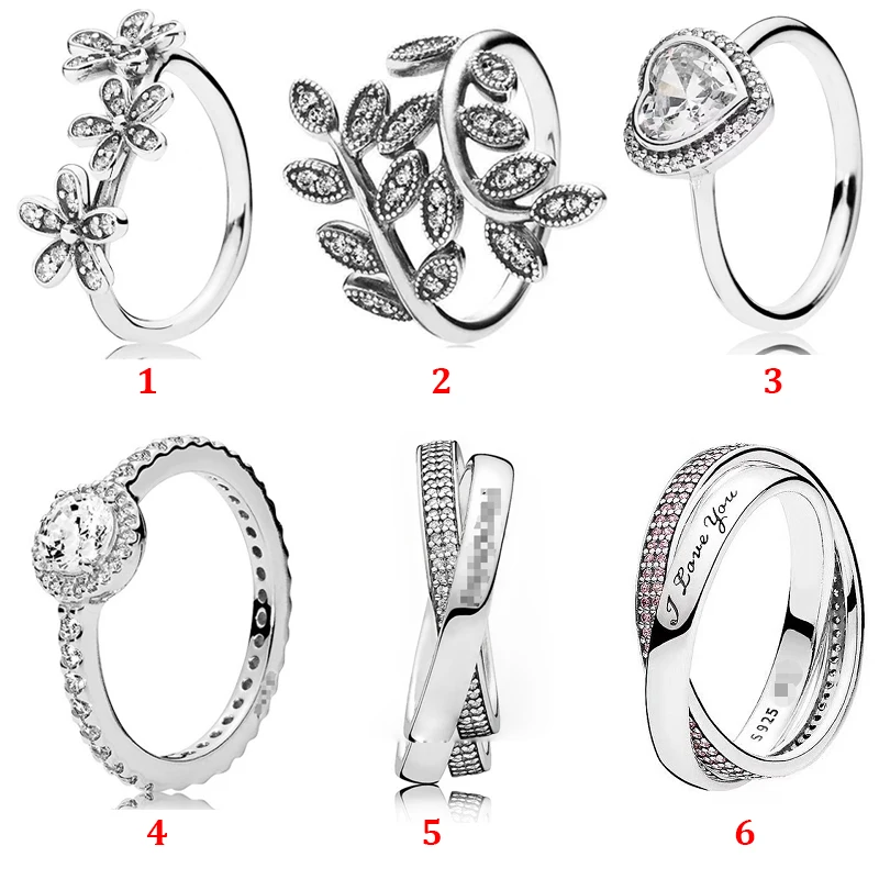 

S925 sterling silver round leaf ring, daisy heart intertwined ring, suitable for original bracelets, jewelry gifts