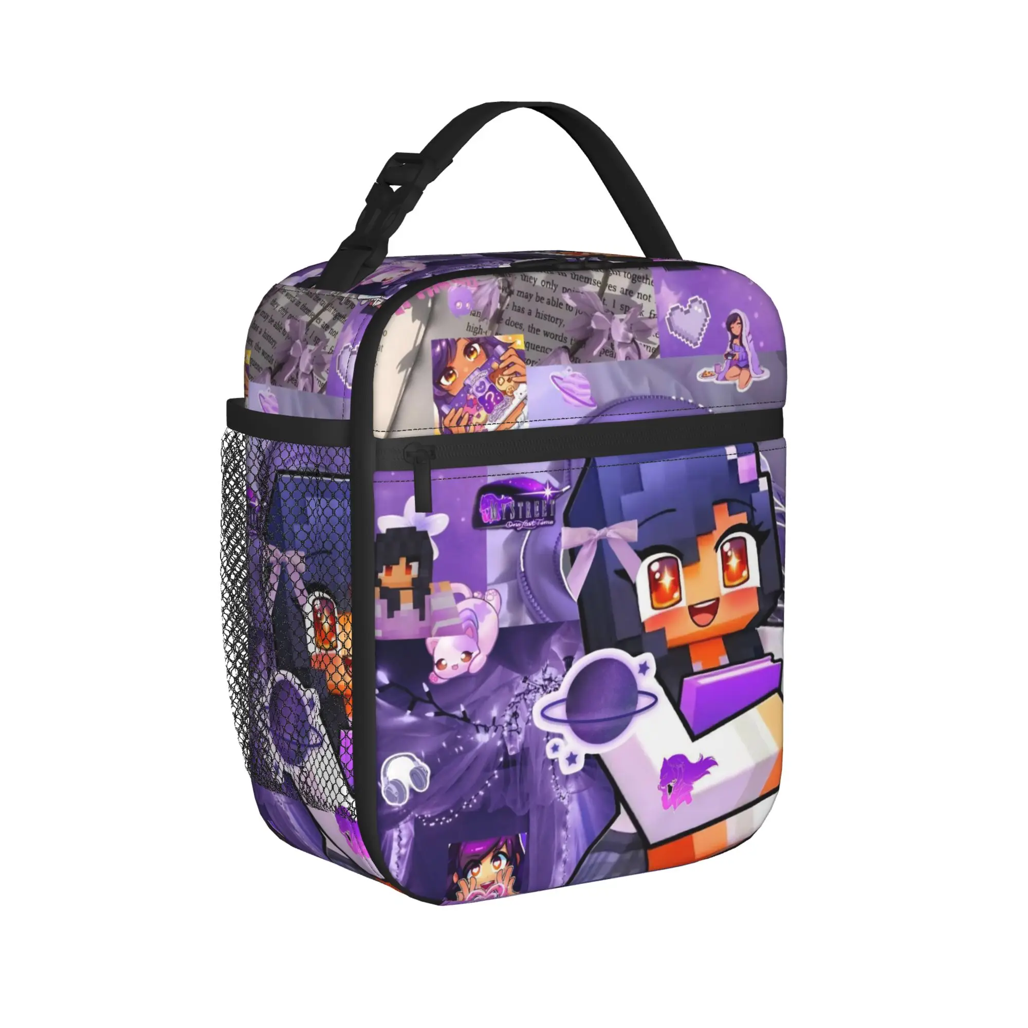 A-Aphmau Cartoon Insulated Lunch Bag for Men Women  Food Bag Portable Cooler Thermal Lunch Boxes For School Office