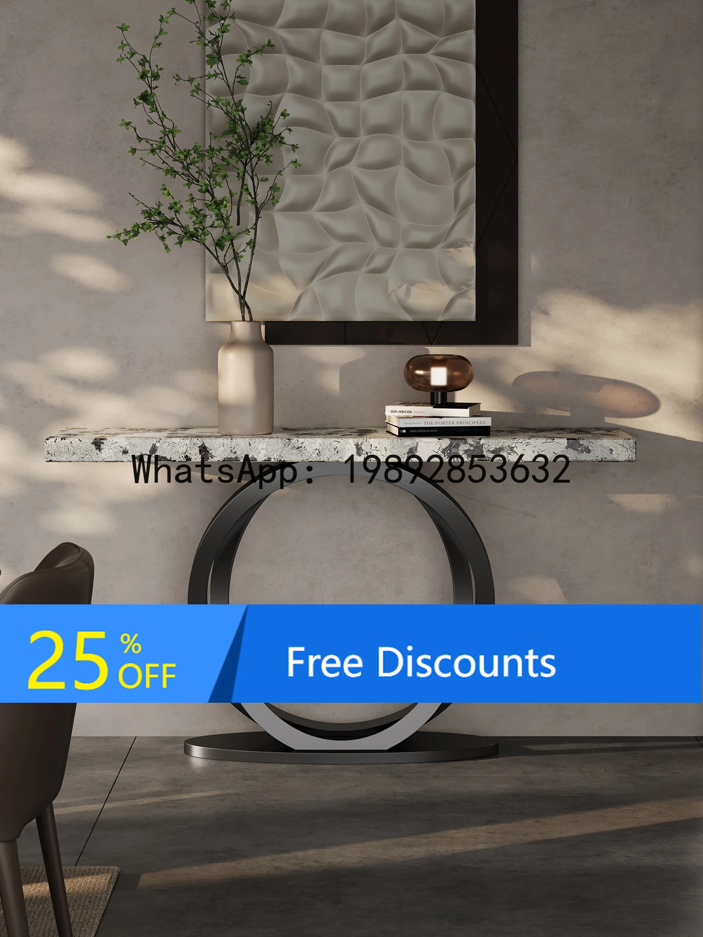 

YFY Italian Style Light Luxury Designer Entryway Table Wall-Mounted Modern Minimalist Blue Crystal Luminous Luxury