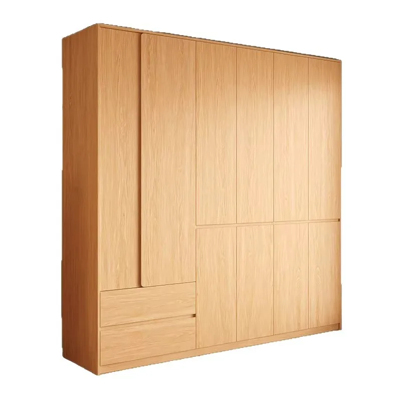 Oak segmented wardrobe log wind solid wood home bedroom wardrobe