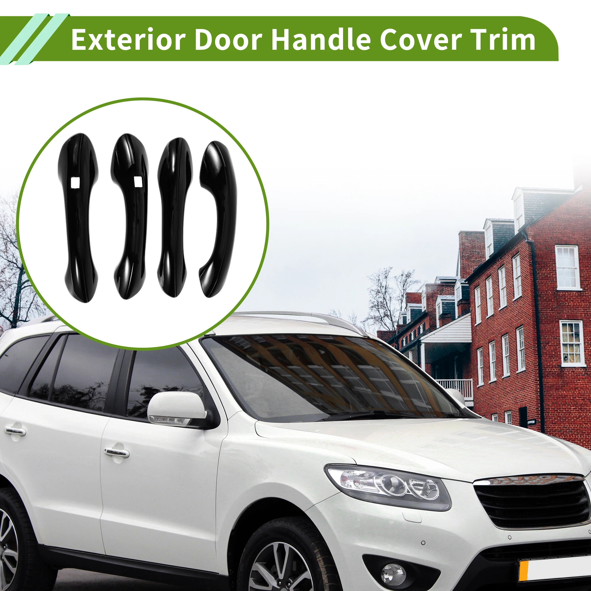 

UXCELL Внешняя крышка дверной ручки, накладка на дверную ручку для Hyundai Santa Fe 2019-23, глянцевый черный ABS, 1 комплект