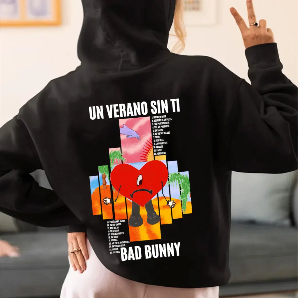 

Rapper Bad Bunny Un Verano Sin Ti Album Graphic Hoodie Men Women Hip Hop Fashion Pop Music Sweatshirt Male Oversized Pullover