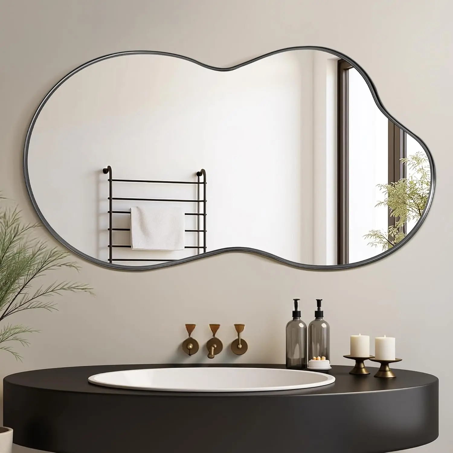 

Irregular Wall Mirror, 36'x20' Bathroom Mirror Asymmetrical Mirrors Artistic Mirrors Decorative for Living Room Bedroom Bathroom