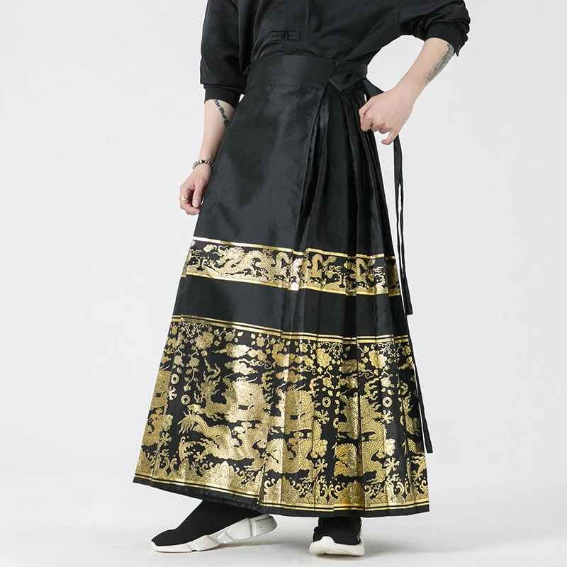 

2024 Horse-faced Skirt Men Wide Chinese Skirt Pants Harajuku Style Harem Pants Male Vintage Loose Casual Men Woman Trousers 5XL