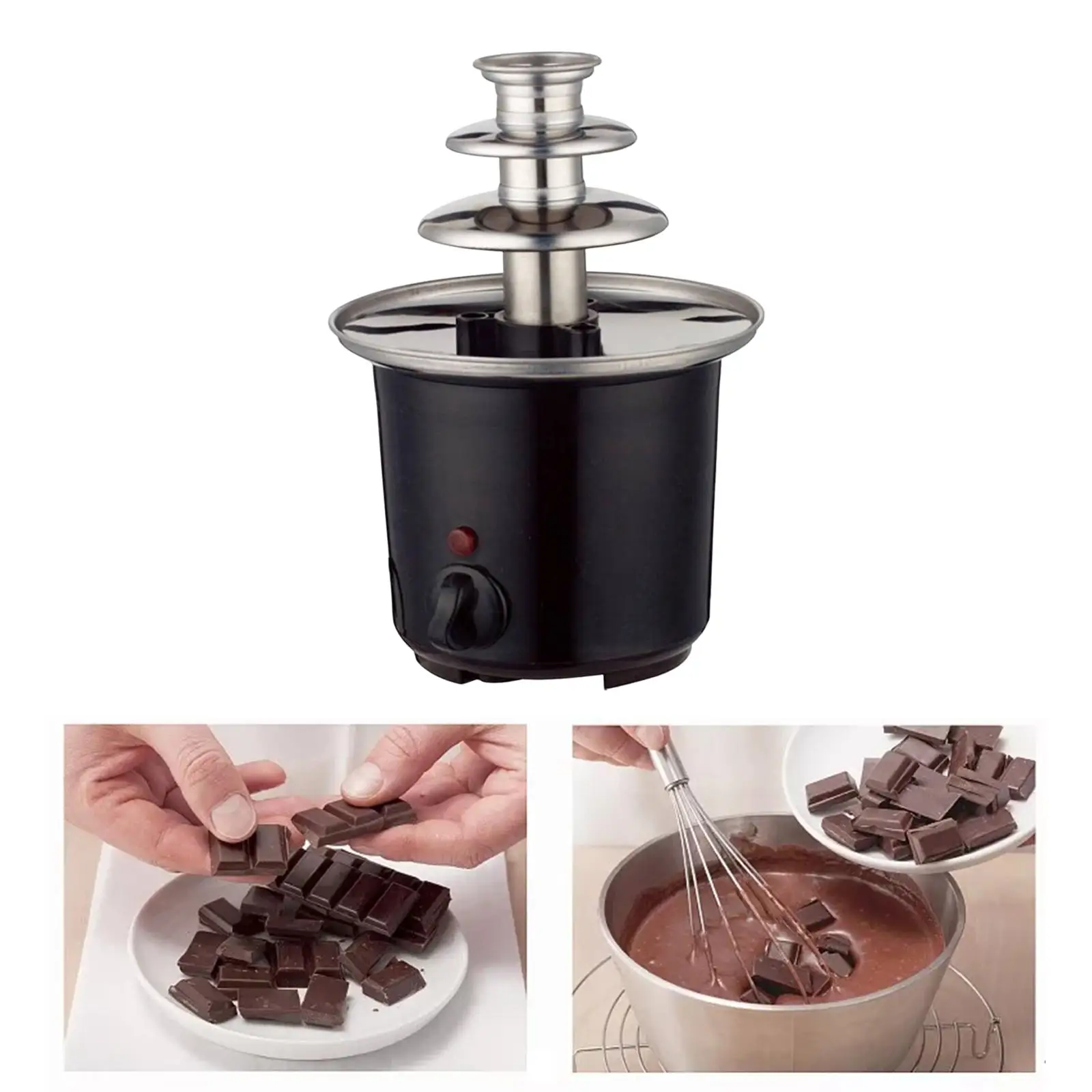 Chocolate Fondue Fountain with Three Layers Creative plug:EU Fondue Fountain Hotpot Chocolate Fountain for home,christmas