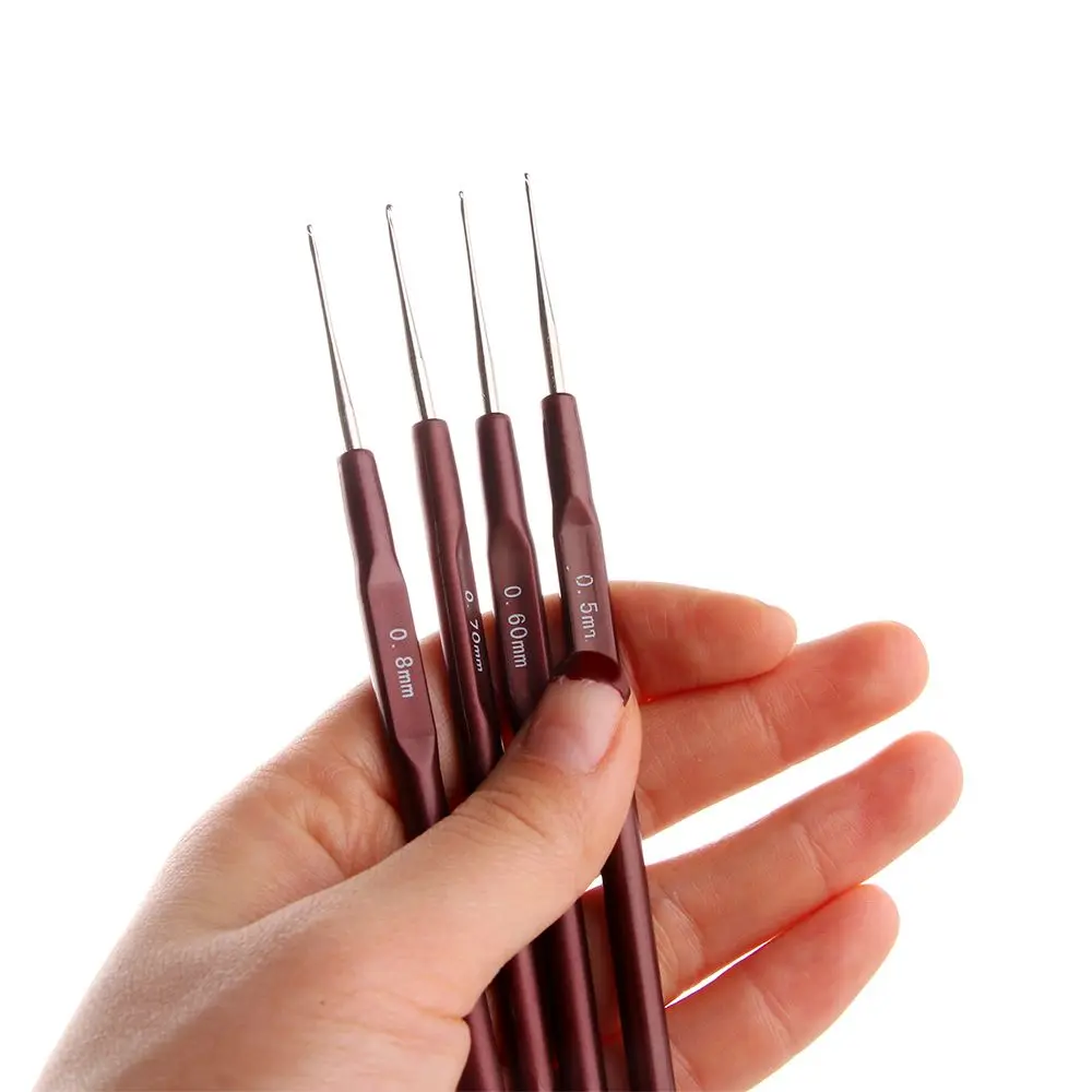 4pcs/set High Quality Hair Accessories Beauty Plastic Handle Dreadlock Crochet Needles Hook Needle Micro Hook Hair Making Tools