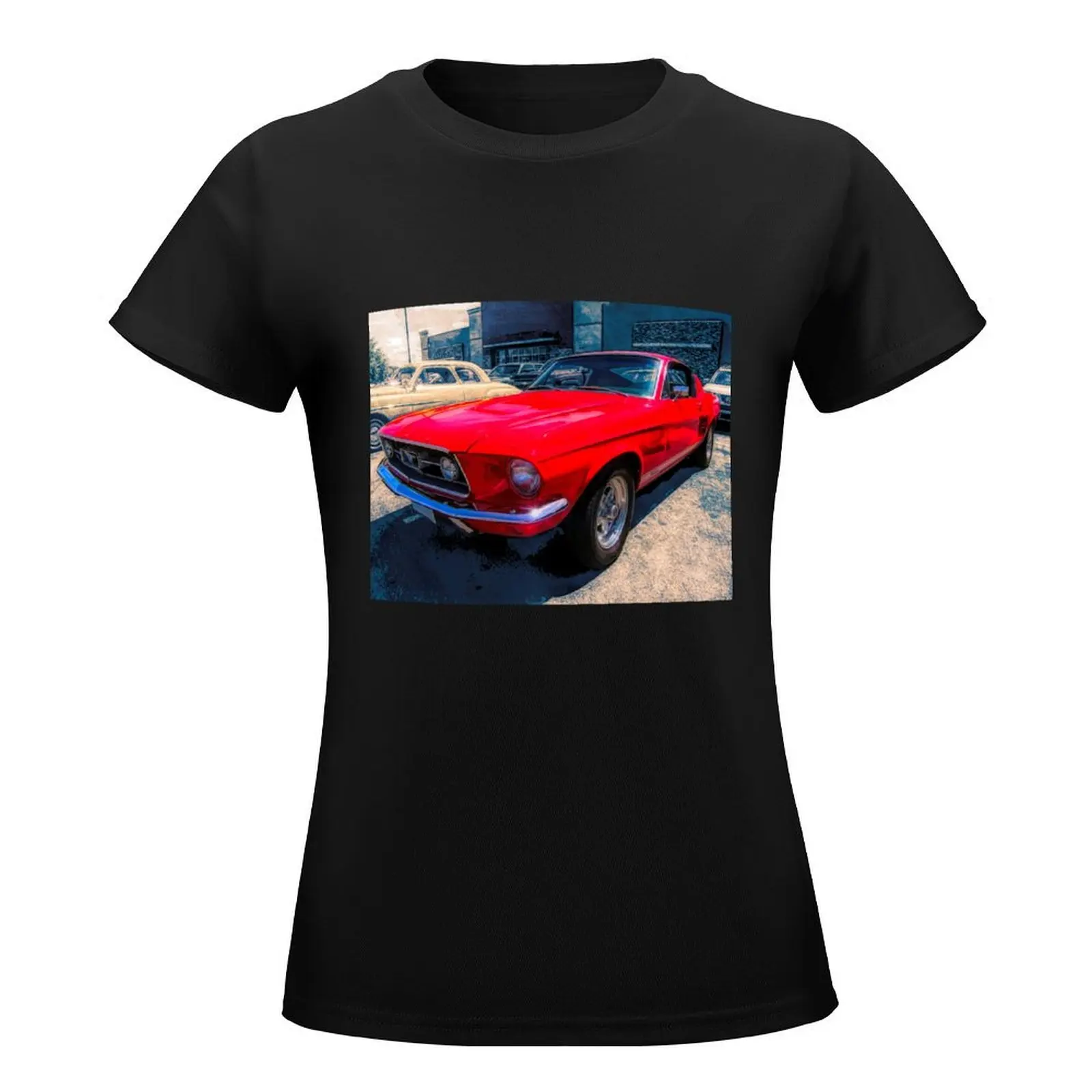 Red 1967 Mustang GT Fastback Front T-Shirt Aesthetic clothing plus size tops cute clothes kawaii clothes Woman clothes