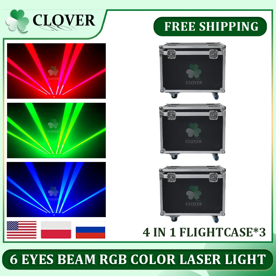 

No Tax 3x Flycase DJ Party Lighting 6 Eyes Moving Head Laser Light Heads Beam Effect For Home Disco Bar Stage Wedding Show