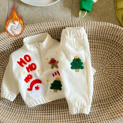 0-3Y Christmas Toddler Boy Outfi Baby Clothes Girl Boys Sets Thicken Sweatshirt Long Sleeve Pullover Tops+ Pant Suits 2pcs