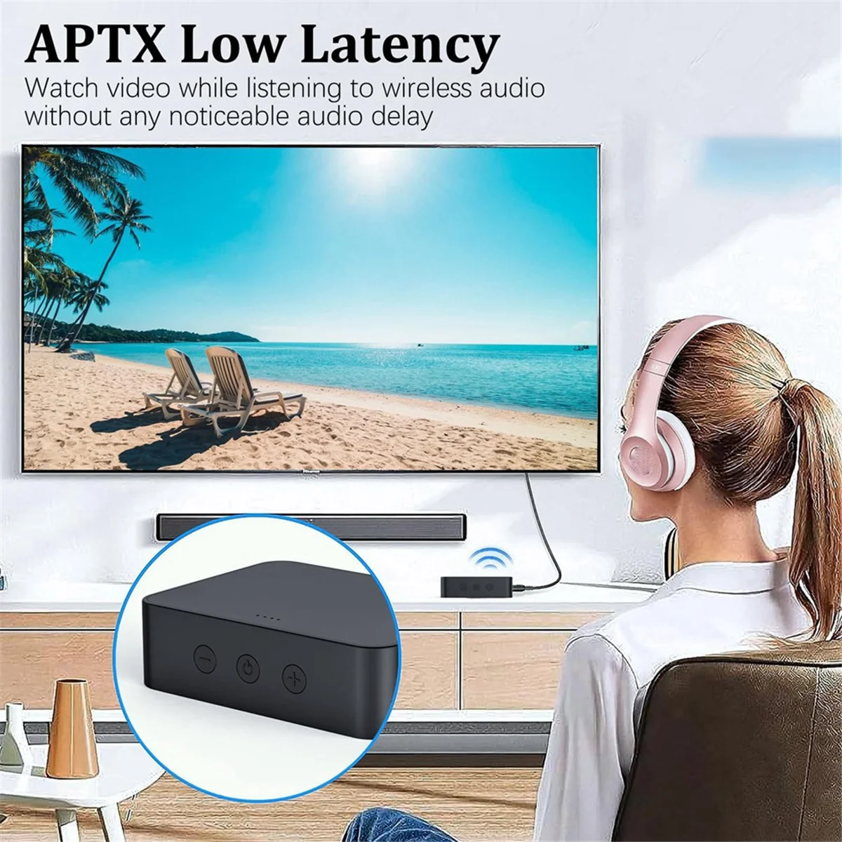 Efficient Bluetooth 5.0 Transmitter Receiver for TV to Headphones