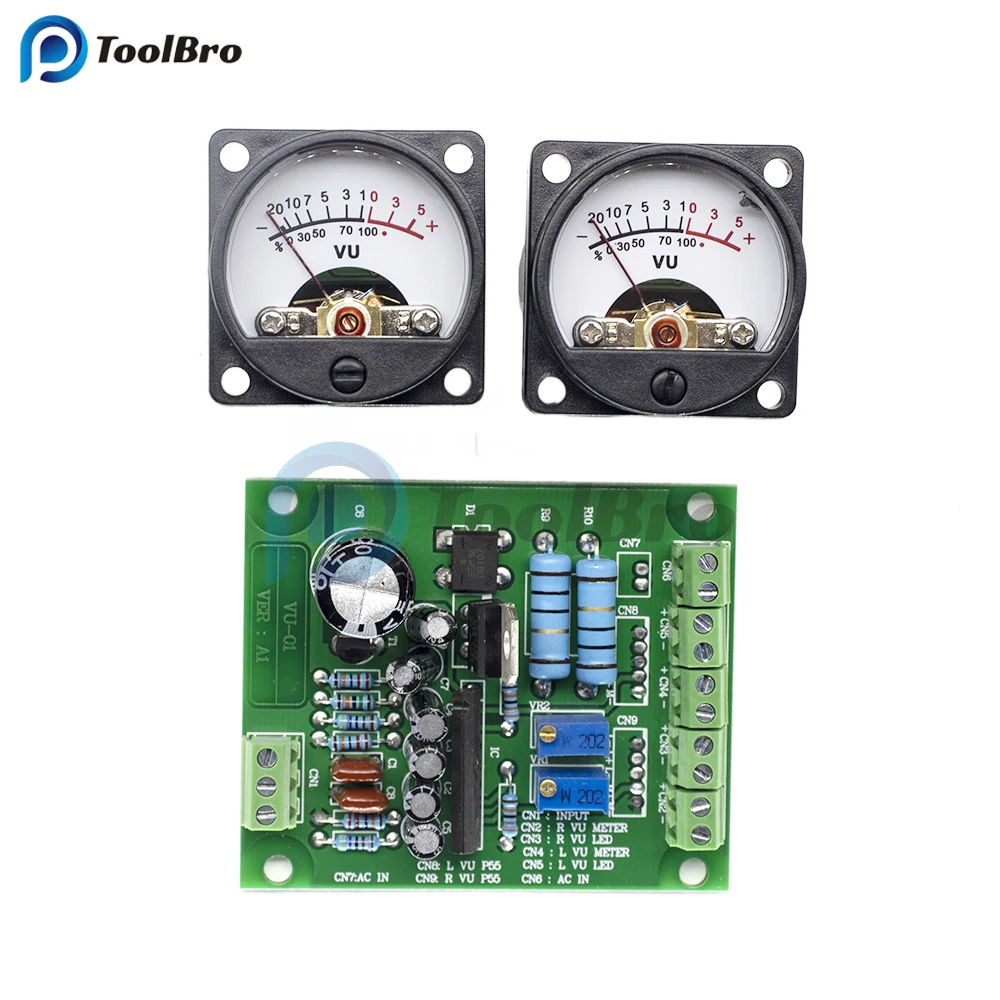 

VU Level Audio Meter Stereo Amplifier Board+2pcs VU Meter 9-12VDC Stereo Amplifier Board Level Indicator Adjustable With Driver