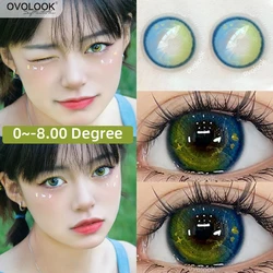 OVOLOOK-2pcs/pair Blue Green Contact Lenses for Eyes Colored Lenses Beauty Pupils Myopia Eye Color Lenses Prescription Lenses