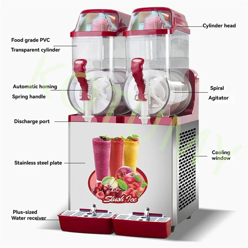 Commercial 2*12L Snow Melting Machine 110/220V Slush Machine Commercial Snow Melting Machine