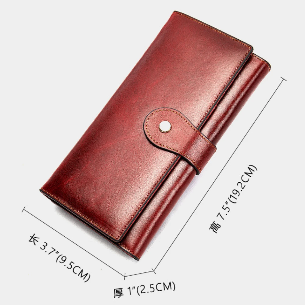 Ladies Genuine Long Leather Wallet Multi Card Rfid Anti Magnetic Cowhide Wallet