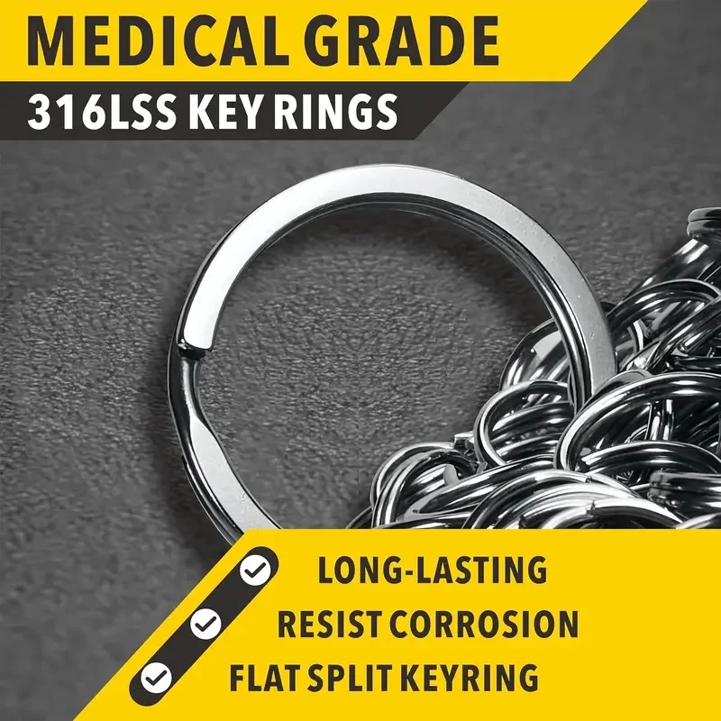 10-30pcs Stainless Steel Key Rings Polished sliver Round Flat Line Split Keyring for Jewelry Making Keychain DIY Finding 25-35mm view 2