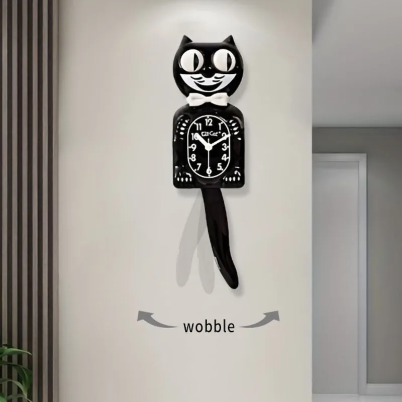 

Cat Wall Clock Cartoon Creative Cat Swing Tail Quartz Hanging Clock Cute Living Room Decoration Home Personality Clock Gift New