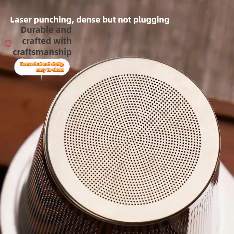 فلتر القهوة قمع شبكة مزدوجة الأذن تسرب القهوة مرشح تسرب الشاي مع غطاء ومعالجة تسرب صافي 304 الفولاذ المقاوم للصدأ