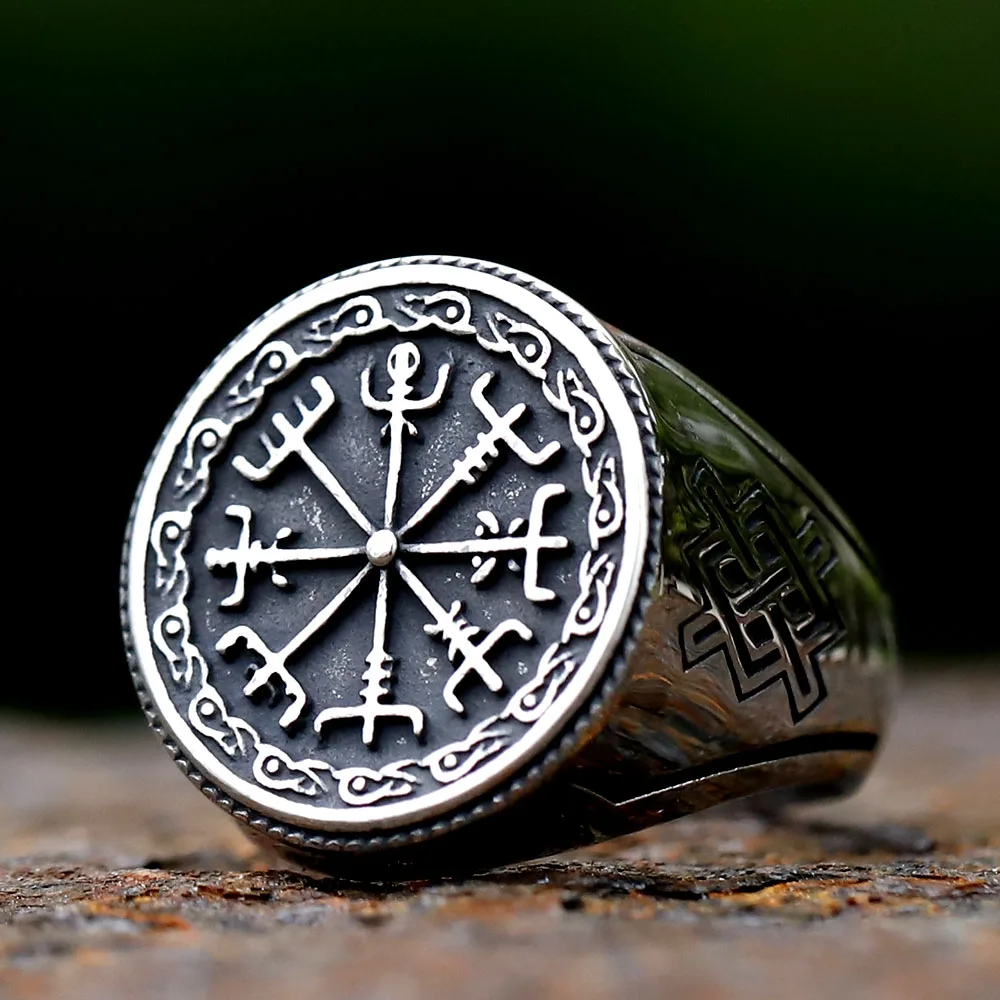 2023 Men's 316L stainless steel Viking Vegvisir Ring For Men fashion Amulet Scandinavn Jewelry free shipping