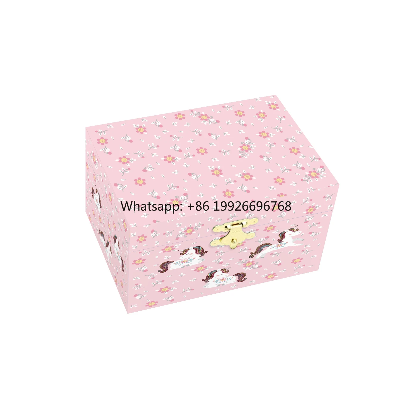 

Ever Bright 7-Inch Blue Floral MDF Wooden Jewelry Box Hand Crank Mechanism Custom Logo Hot Sale Baby Girl Accessory Music Box fa