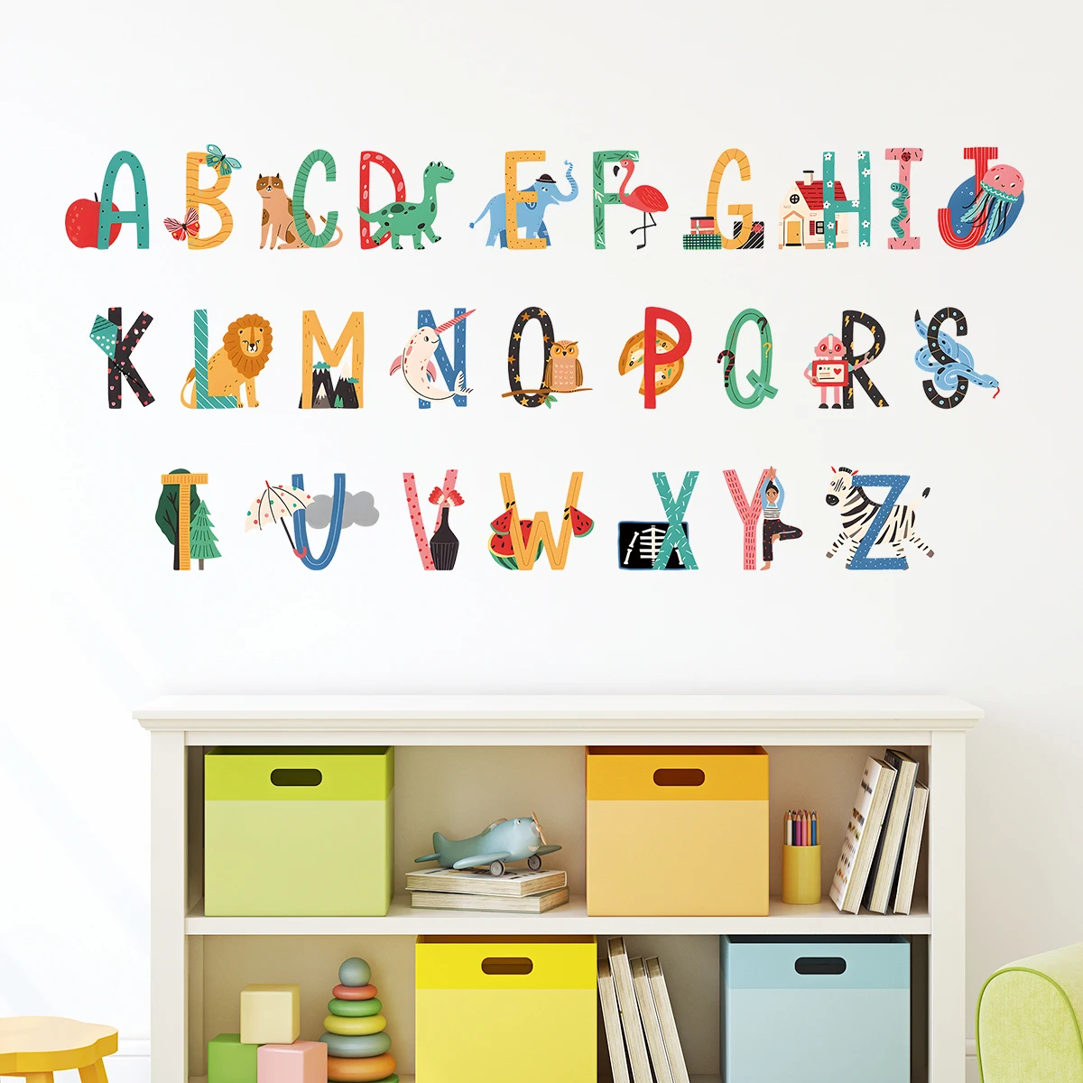 Cartoon Colorful Text Wall Sticker for Children Room Baby Room Decor Learn English Kids Room Decoration Living Room Wall Decals