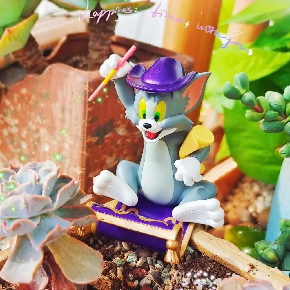 Tom y Jerry Fantasy Magic Series, escoba mágica arcoíris, colección de decoración de escritorio, modelo de juguete, regalos de cumpleaños para niños