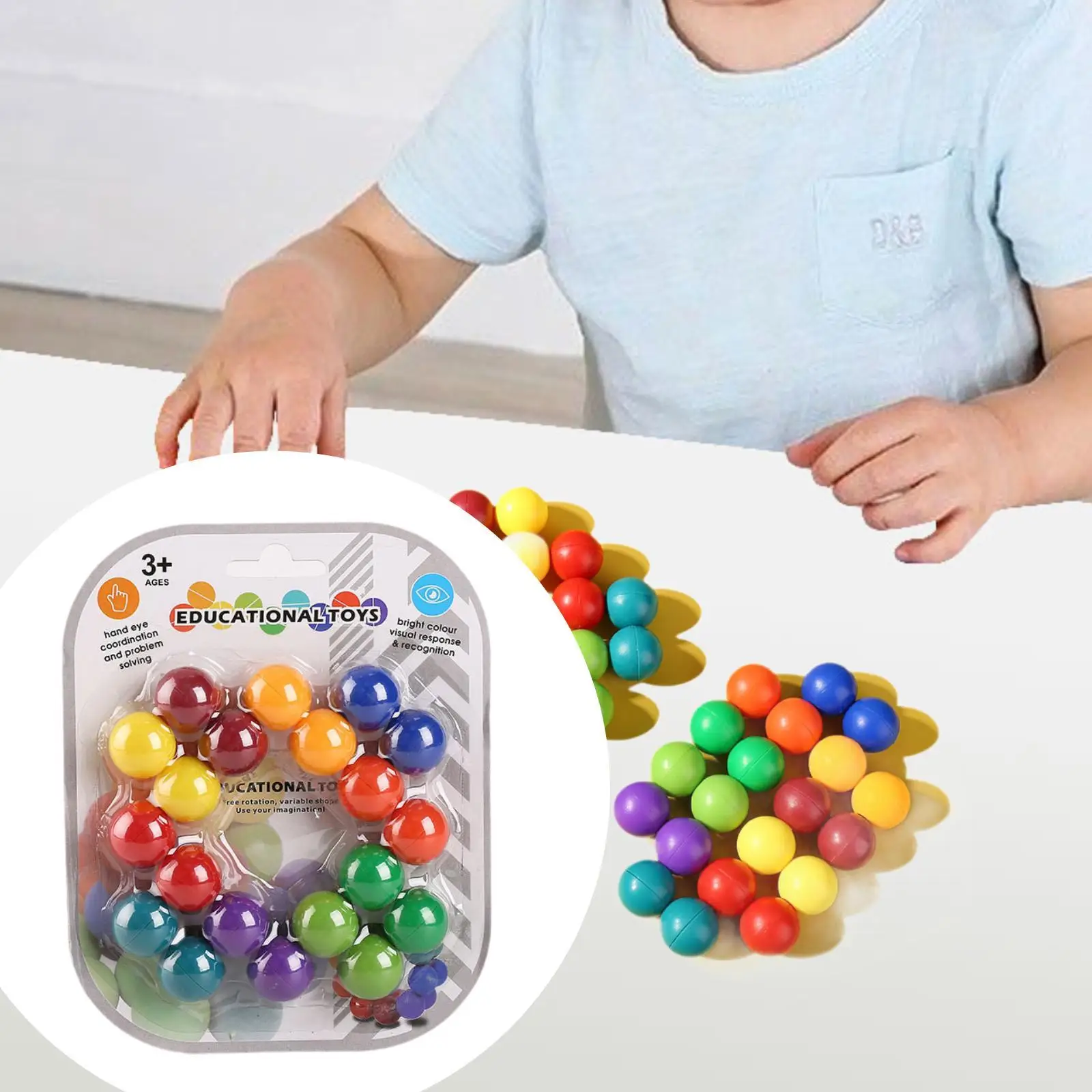 

3D Decompression Ball Puzzle Game Colourful 20 Balls DIY Toy Early Educational