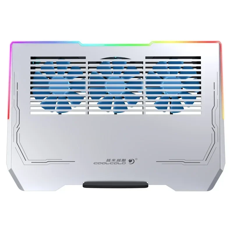 Ice Demon Notebook Luchtgekoeld koelpad met RGB Kleurrijk licht 3-ventilatoren Koelradiatorbeugel Pak voor 12,1-17,3 inch laptop