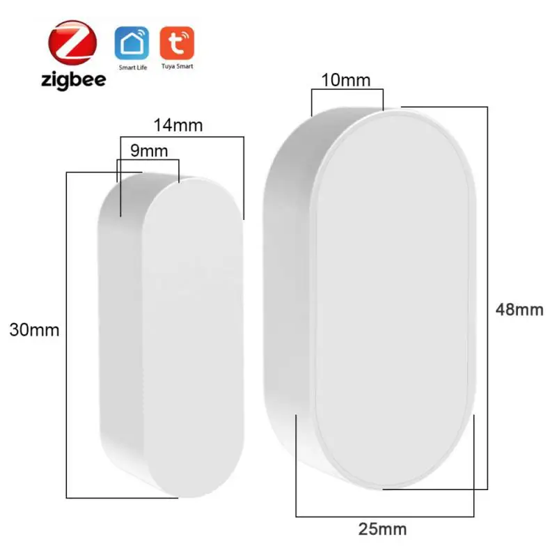 Tuya Zigbee-Sensor inteligente de apertura y cierre de puerta y ventana, Detector de protección de seguridad, Control por aplicación Smart Life con