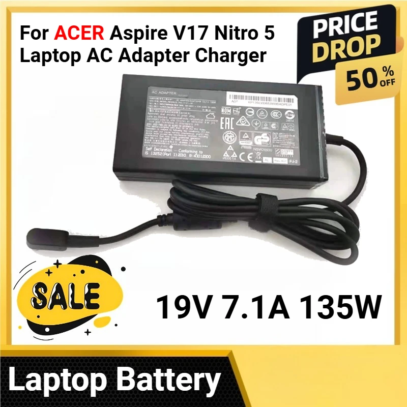 

19V 7.1A 135W For ACER Aspire V17 Nitro 5 Laptop AC Adapter Charger for np515-52 pa-1131-16 ADP-135KB VN7-792G-59CL 5.5*1.7MM