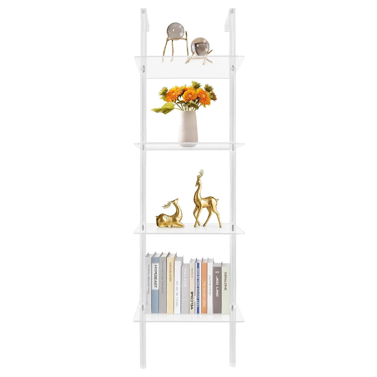 رف كتب أكريليك، رف كتب أكريليك شفاف مثبت على الحائط، رف كتب متعدد الطبقات #1